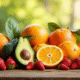 Assortiment de fruits riches en vitamine D sur une table ensoleillee