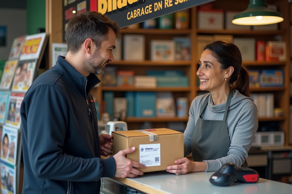Dépôt d'un colis Chronopost en bureau de tabac avec scan du code-barres