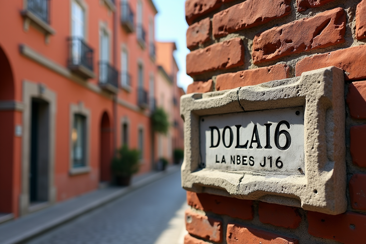 Ancienne enseigne en pierre à l'entrée d'une rue à Toulouse