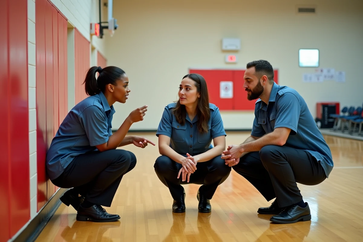 Equipe de gestionnaires de sécurité près d