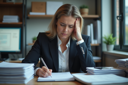 Femme d'affaires fatiguée au bureau en stress