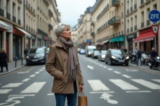 Femme observant la zone à faibles émissions en ville