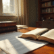 Pile de livres de droit français ouverts sur un bureau ensoleille