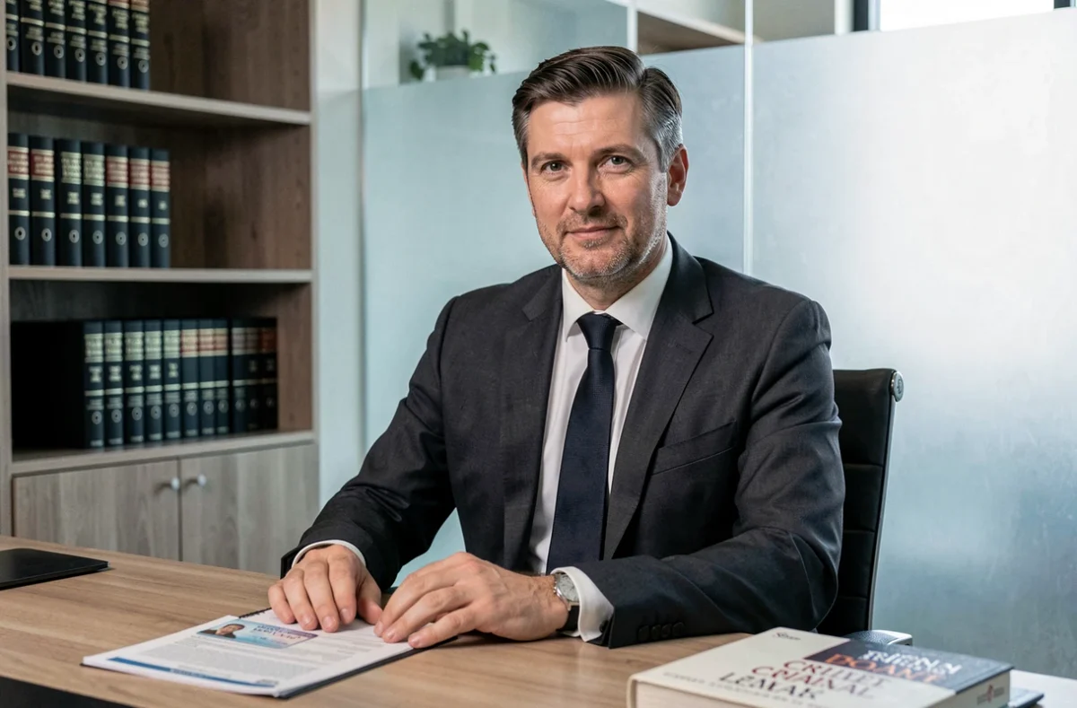 Mallem Jamel, avocat spécialisé en droit pénal et permis de conduire à Roanne, assis à son bureau avec des documents juridiques pénaux