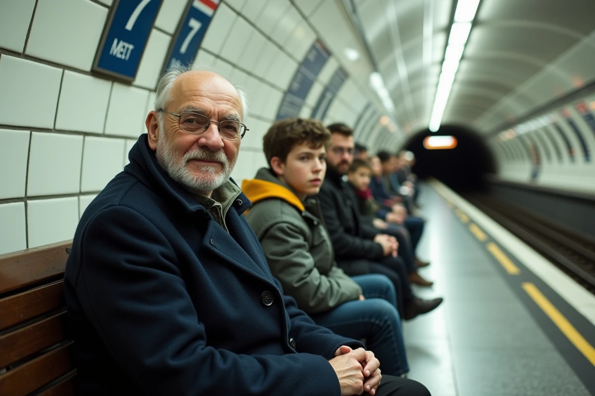 Groupe de passagers attendant le métro à Paris