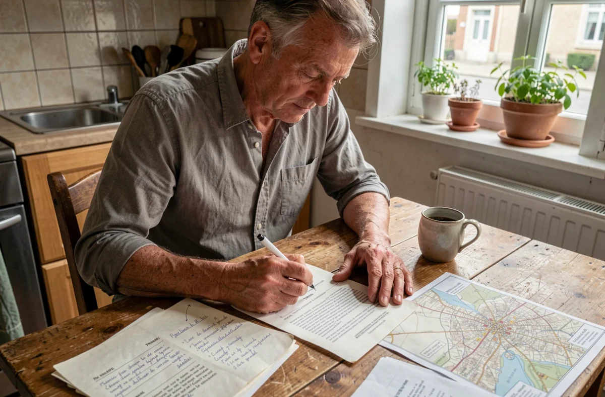 Élu local adaptant sa profession de foi pour les élections municipales à son contexte de quartier