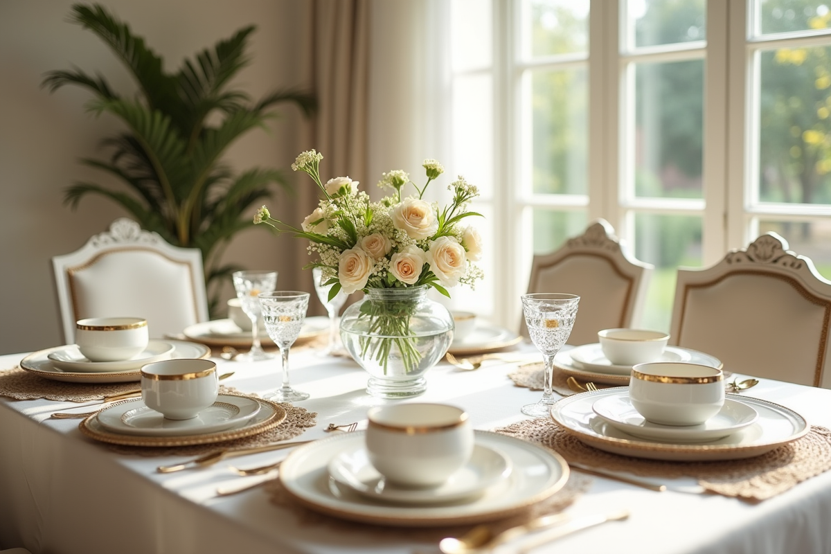 Table élégante pour anniversaire de 22 ans avec décoration or et blanc